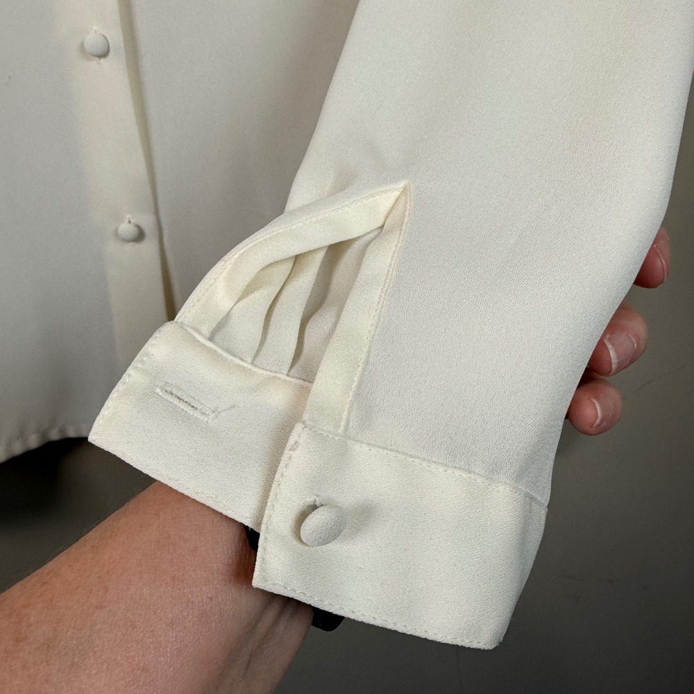Koret Cream Embroidered Collar Front Placket 18W Button Down Dress Shirt 18W - Picture 8 of 12